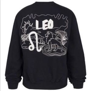 Good American Leo zodiac black pullover cotton sweatshirt.Size XXL NWT